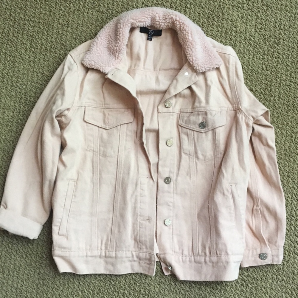 Missguided pink shearling jacket